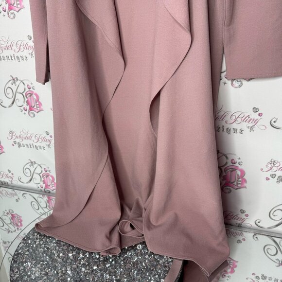 Revamped coat jacket cardigan wrap with waist tie belt dusty rose blush pink - Picture 7 of 12